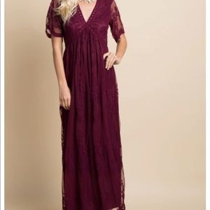 Pink Plus Burgundy Maxi Dress